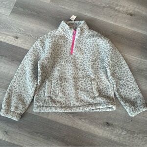 2/24$ NWT GAP Kids Grey Fleece Sherpa 1/4 Zip Pullover size XXL (14-16)
